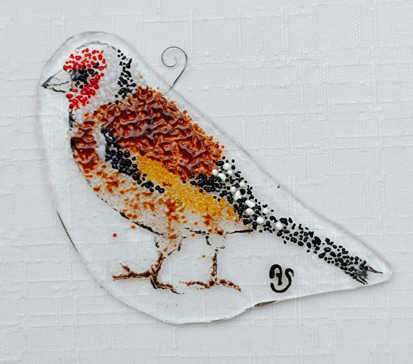 Szczygieł - zawieszka szklana