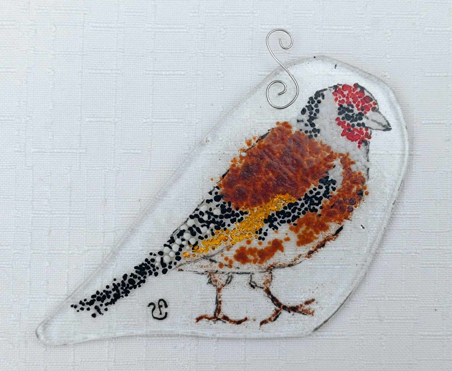 Szczygieł - szklana zawieszka