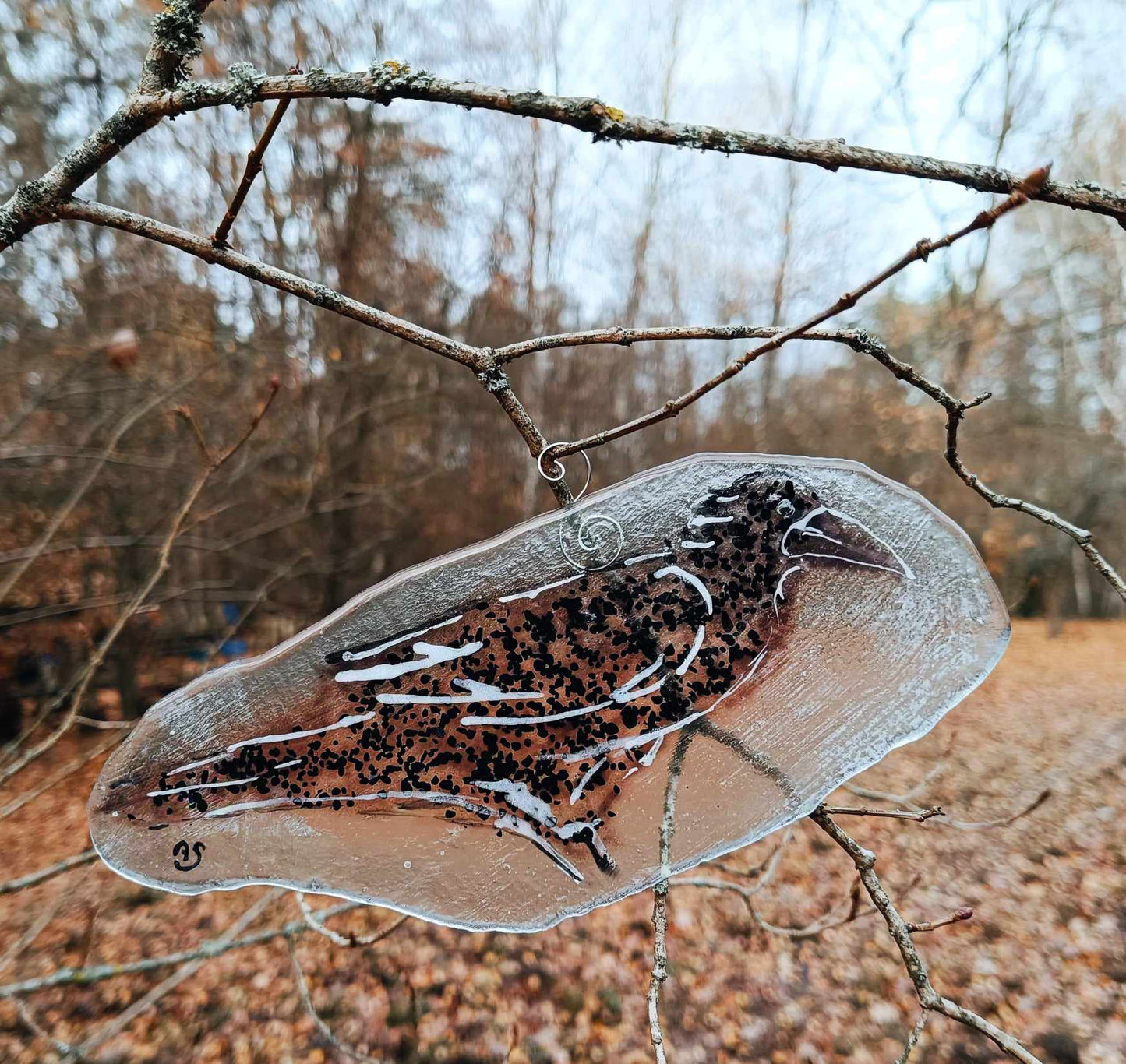 Kruk - zawieszka ze szkła