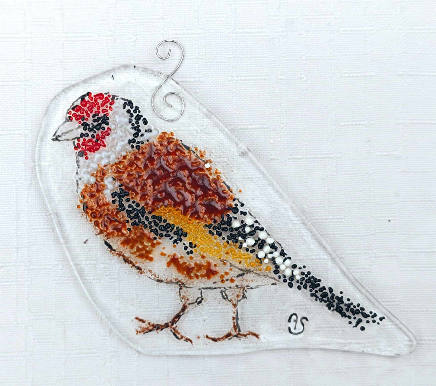 Szczygieł - szklana zawieszka